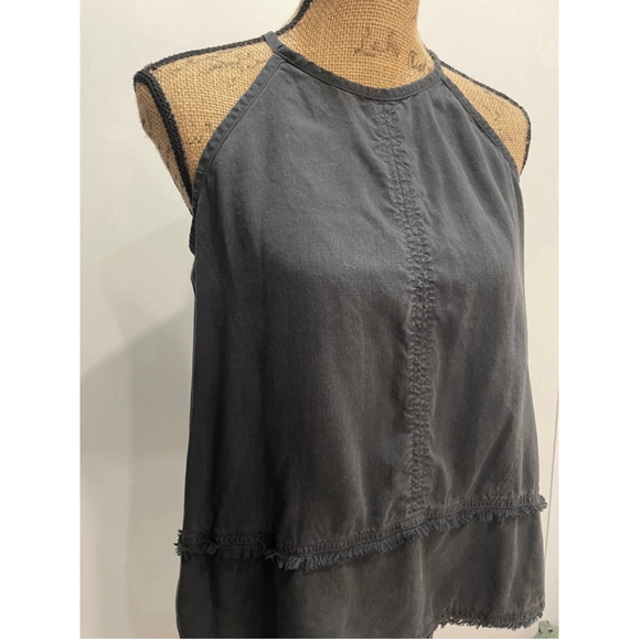 Bella Dahl Womens Frayed Cami Halter Black Tank Top Size M Grunge Goth Whitchy - Picture 2 of 8